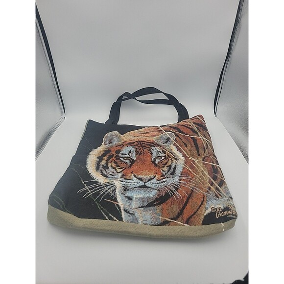 Bengal Tiger Scene Weaver Tote Bag Designer By AL Agnew Exc Cond Made In The USA - Picture 4 of 10